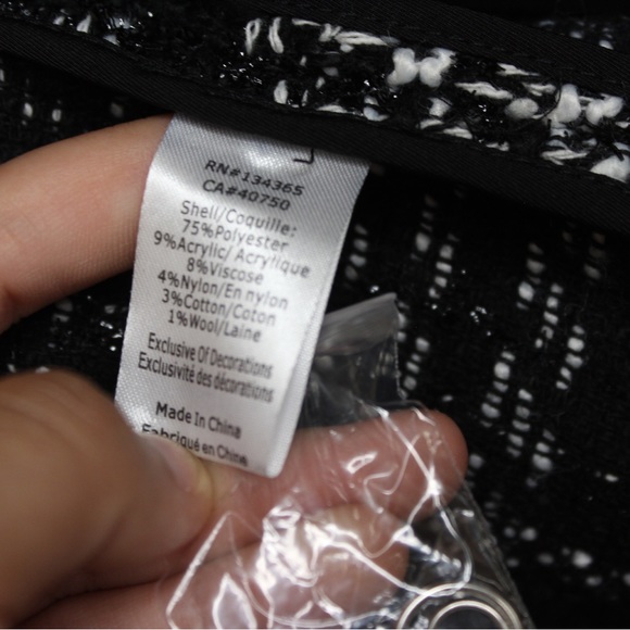 Vanessa Williams | Open Front Black & White Tweed Jacket with Rivet Detailing - Picture 5 of 10